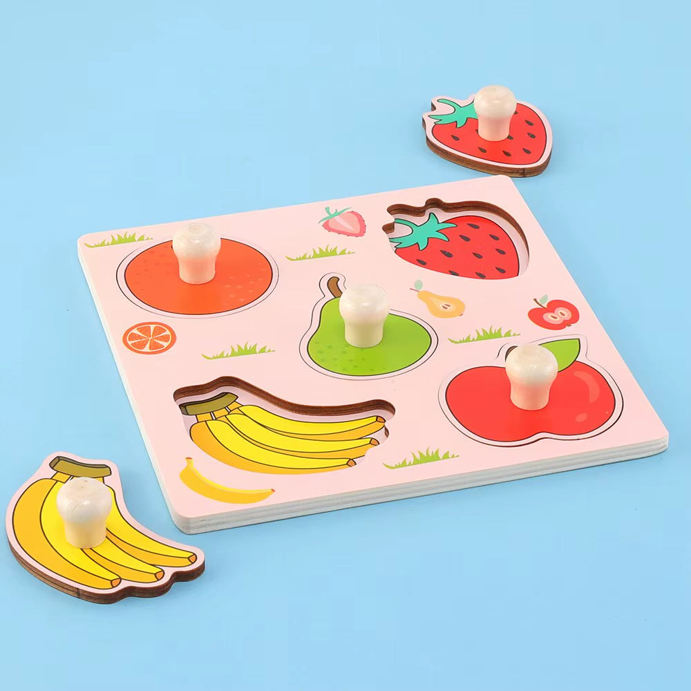 Baby Montessori Early Education Scratch Board Toy Hand Development Fruit Cognitive Puzzle for Children Educational Play