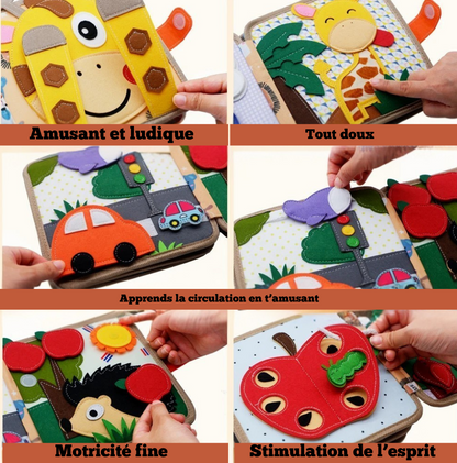 Jouet d’éveil pour bébé  Livre en tissu 3D « Girafe »