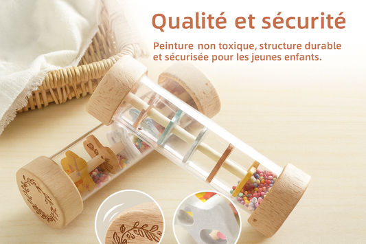 Montessori Baby Rain Stick Rainbow Hourglass Rain Music Rattle Baby Educational Toy Colorful Montessori Sensory Toys for Kids