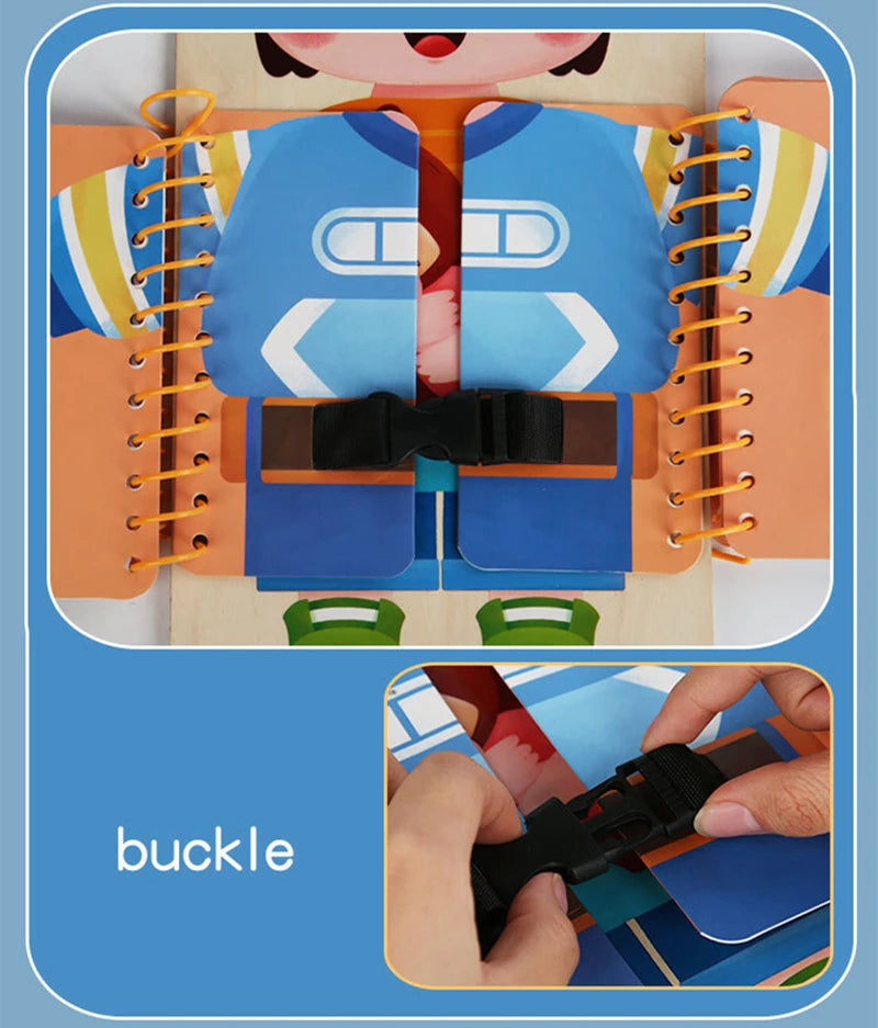 Multi-Layer Wooden Busy Board for Children Montessori Early Education Games Toddlers Quiet Books Sensory Toy Practice Dressing