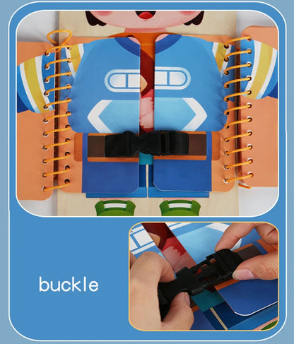 Multi-Layer Wooden Busy Board for Children Montessori Early Education Games Toddlers Quiet Books Sensory Toy Practice Dressing