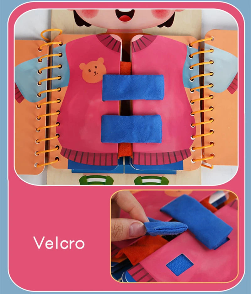 Multi-Layer Wooden Busy Board for Children Montessori Early Education Games Toddlers Quiet Books Sensory Toy Practice Dressing