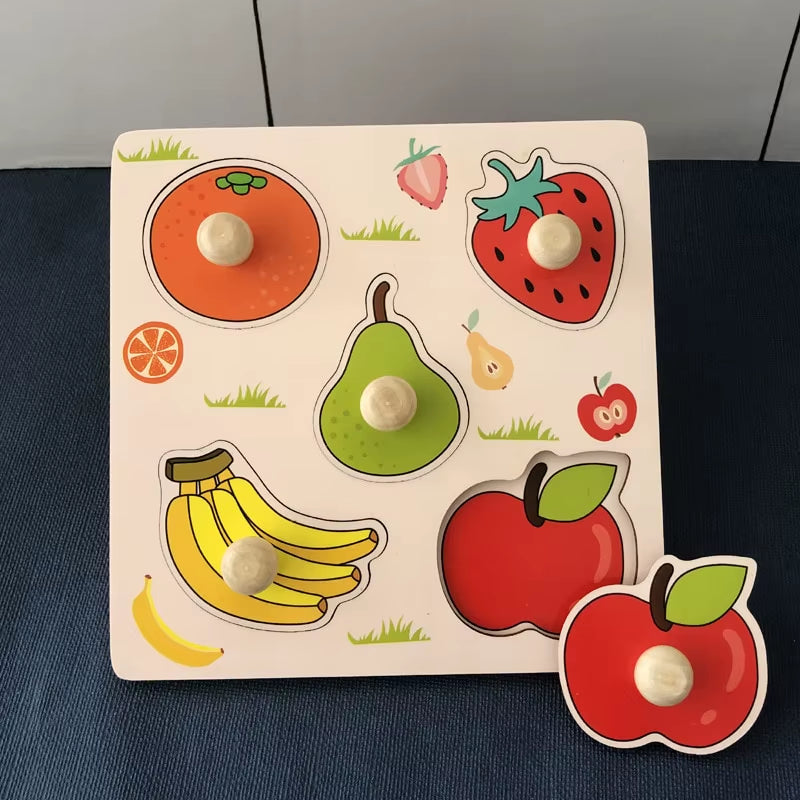 Baby Montessori Early Education Scratch Board Toy Hand Development Fruit Cognitive Puzzle for Children Educational Play