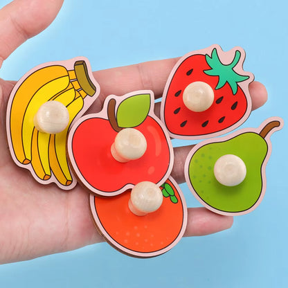 Baby Montessori Early Education Scratch Board Toy Hand Development Fruit Cognitive Puzzle for Children Educational Play