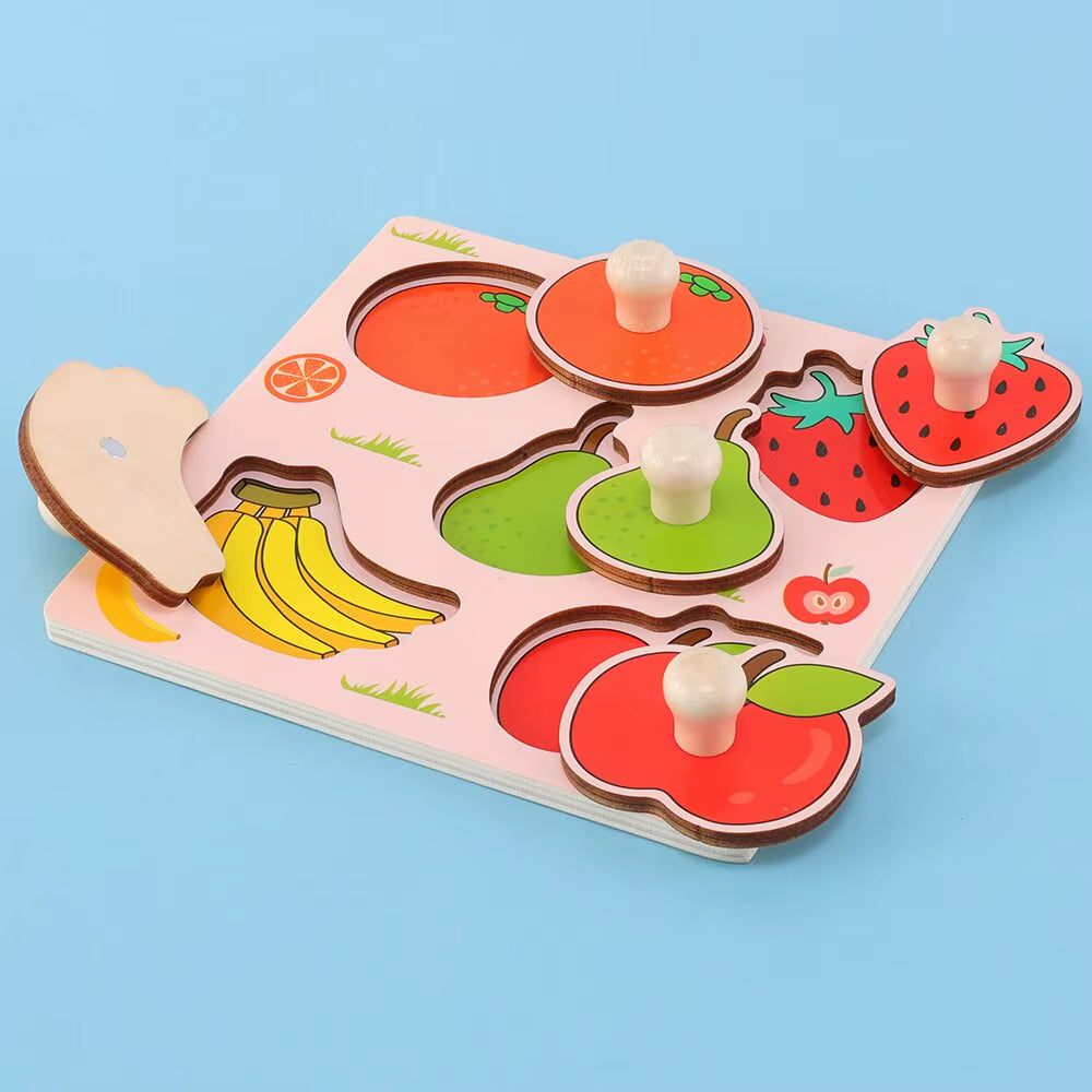 Baby Montessori Early Education Scratch Board Toy Hand Development Fruit Cognitive Puzzle for Children Educational Play
